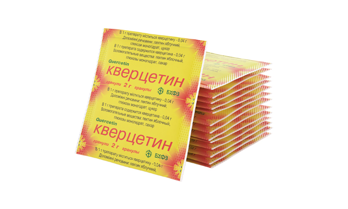 Кверцетин, попадая в ткани, нейтрализует свободные радикалы, которые образуются при окислении липидов и повреждают  клеточные компоненты, приводя к их гибели