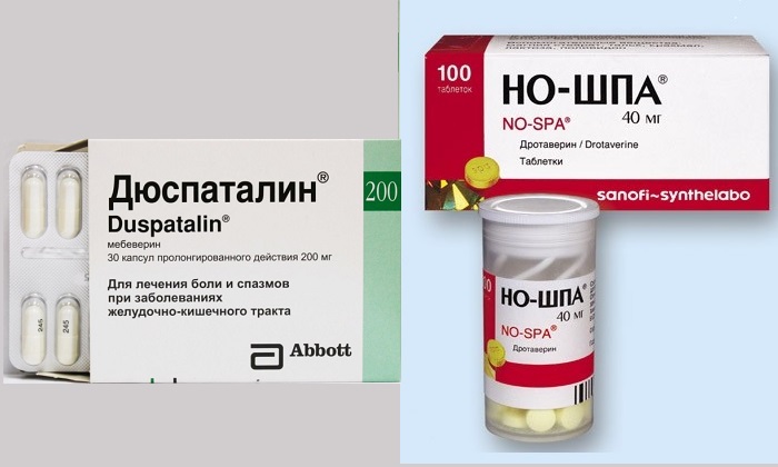 При спазмах гладкой мускулатуры внутренних органов врач может прописать Дюспаталин или Но-шпу
